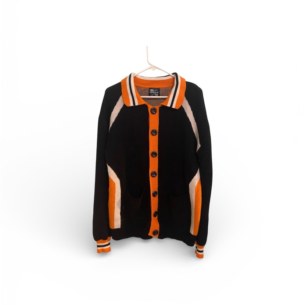 Stylish Black and Orange Men's Cardigan